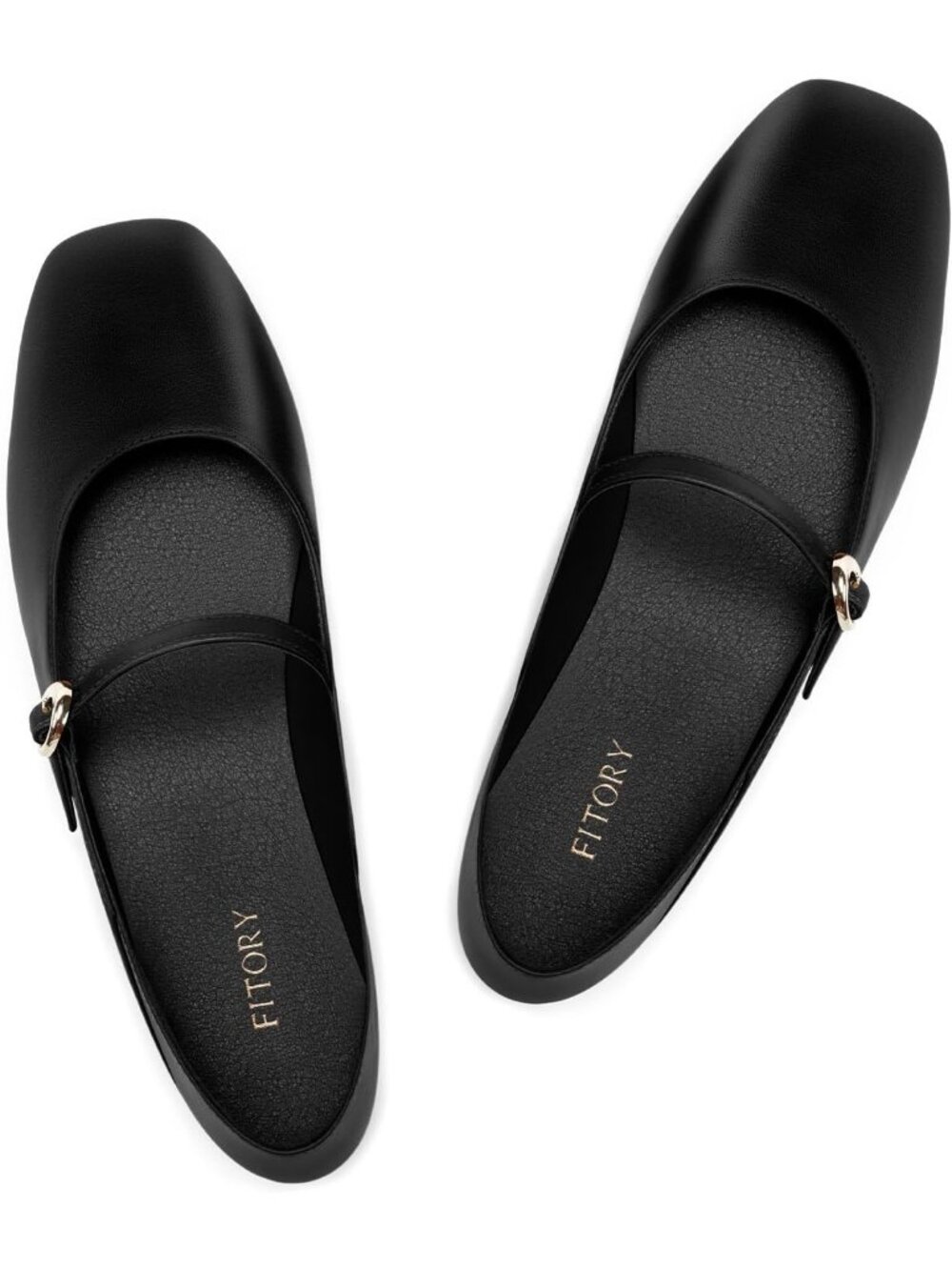 Women's Black Mary Jane Non Slip Work Ballet Flats Square Closed Toe Dress Shoes